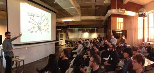 Speaking at the FiftyThree office. (Image credit: @arsie on Twitter)