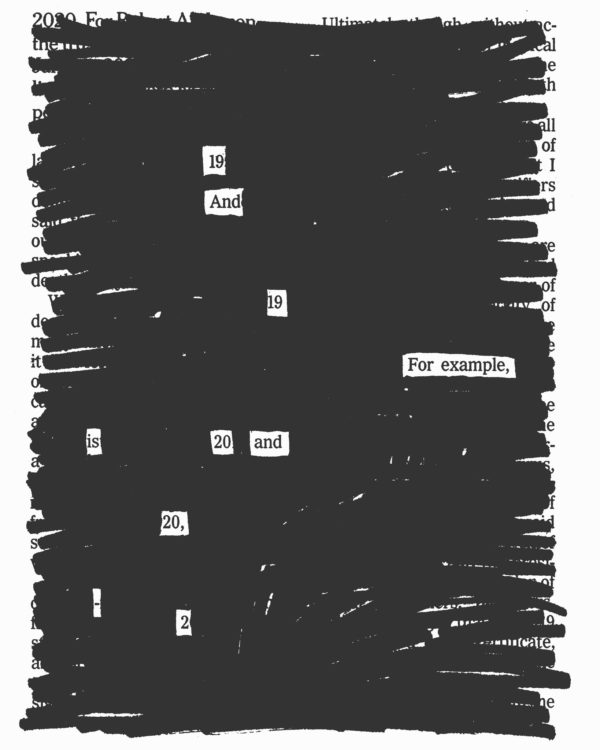 blackout poem that reads 19 and 19 for example is 20 and 20 minus 20